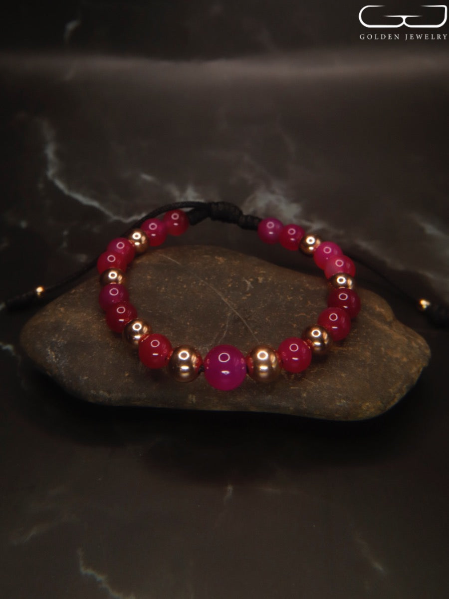 Pulsera Agatas Rosadas Balineria 6, 7 y 8mm