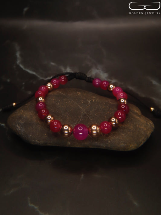 Pulsera Agatas Rosadas Balineria 6, 7 y 8mm