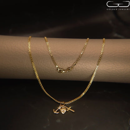 Cadena Tejido Chino 2mm 45cm + Dije Tres Gracias