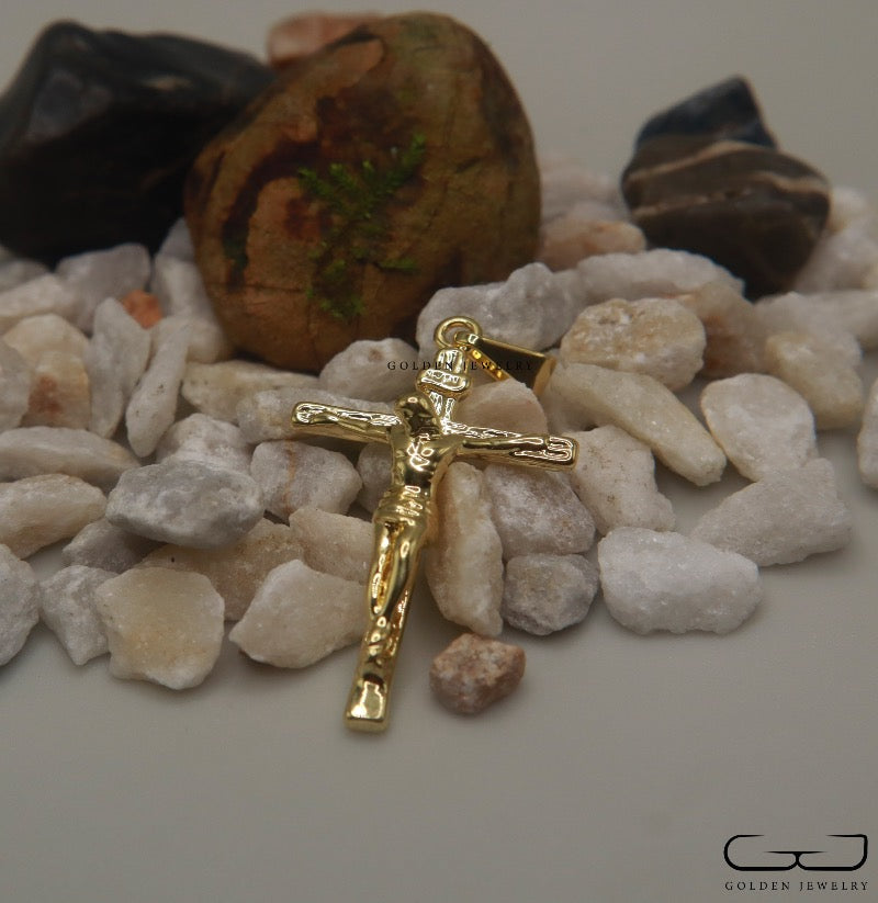 Cadena Veneciana 0.7mm 45cm  + Dije Cristo Madero Pequeño