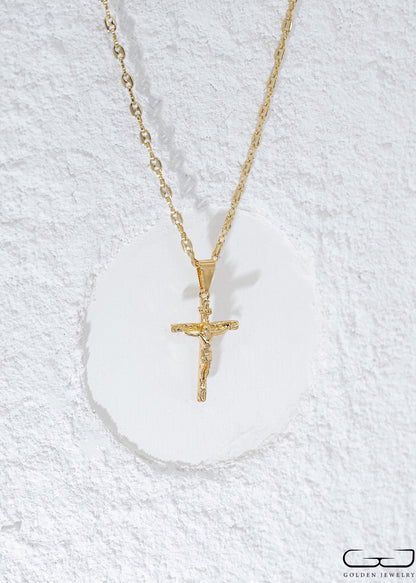 Cadena Tejido Gucci 65cm + Cristo Madero Mediano