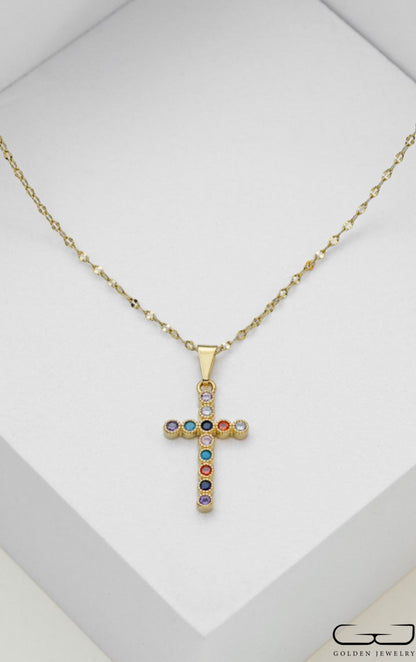 Cadena Espejo Mediana 45cm + Dije Cruz Colors