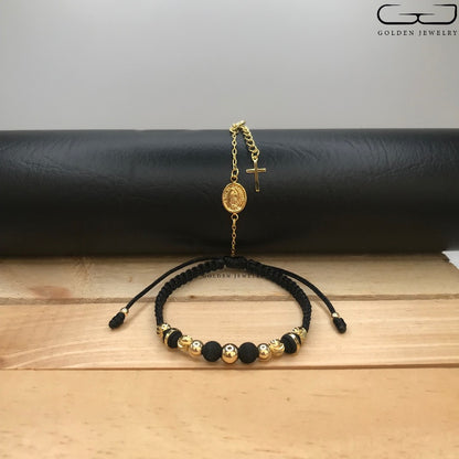 Conjunto Pulsera Virgen de Guadalupe + Pulsera Tejida