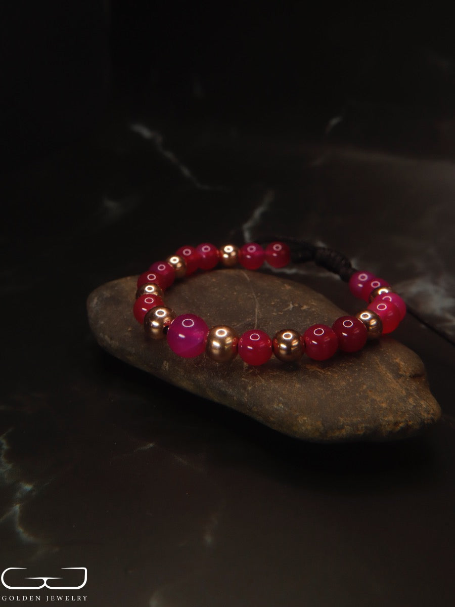 Pulsera Agatas Rosadas Balineria 6, 7 y 8mm