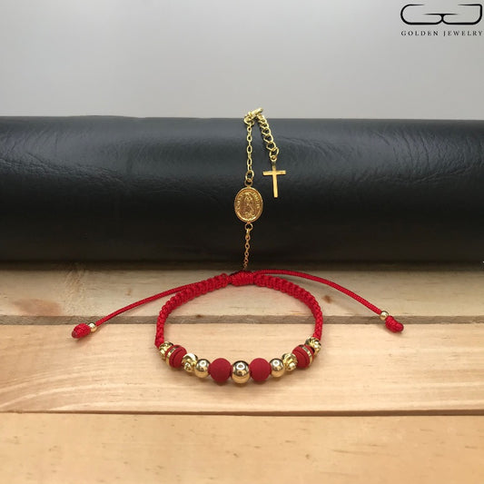 Conjunto Pulsera Virgen de Guadalupe + Pulsera Tejida