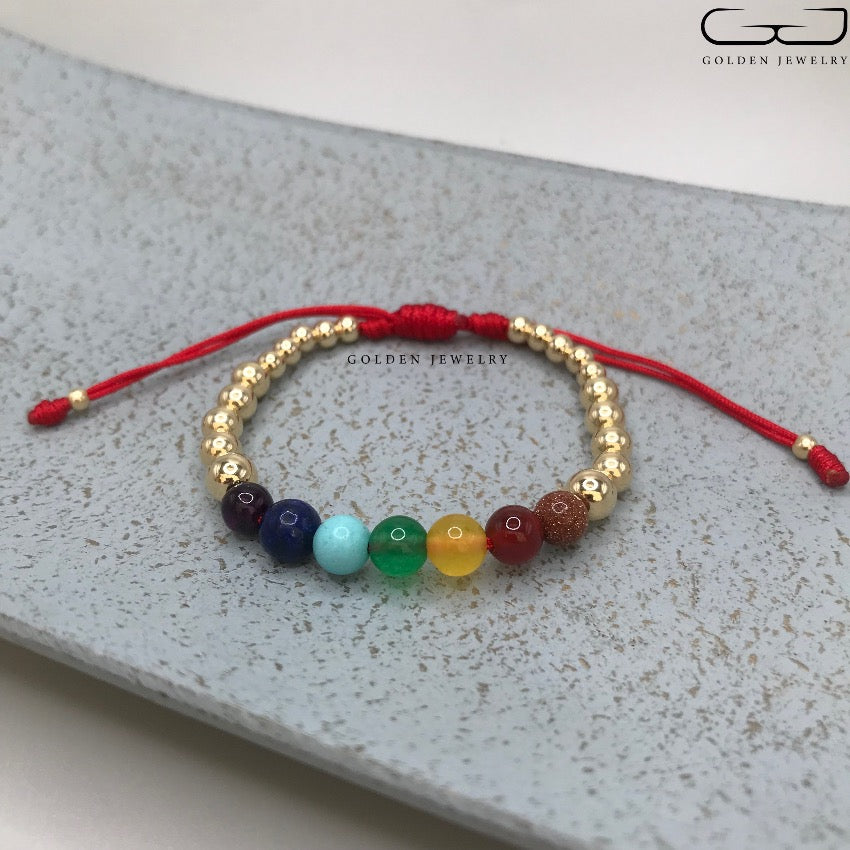 Pulsera 7 Chakras Oro Laminado 18K