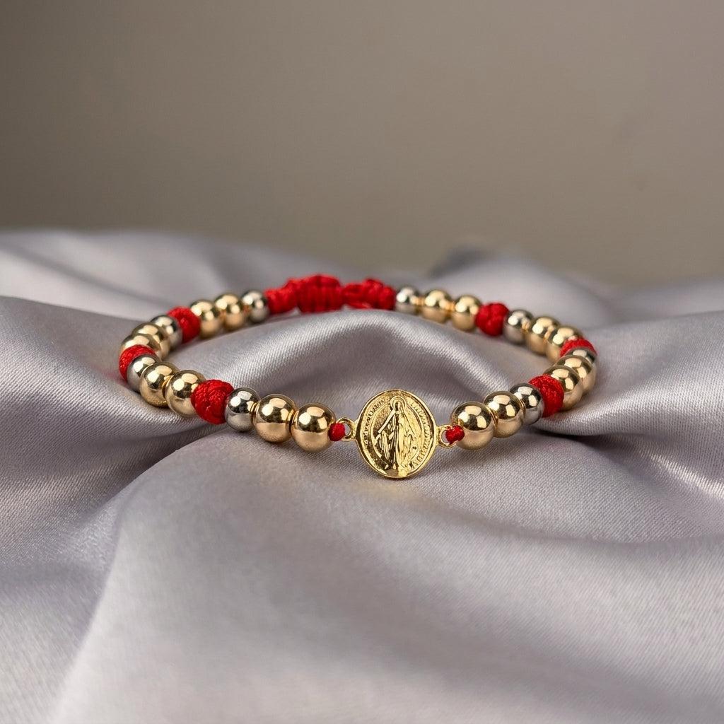 Pulsera Tres Oros Herraje San Benito Mini Balineria 5mm
