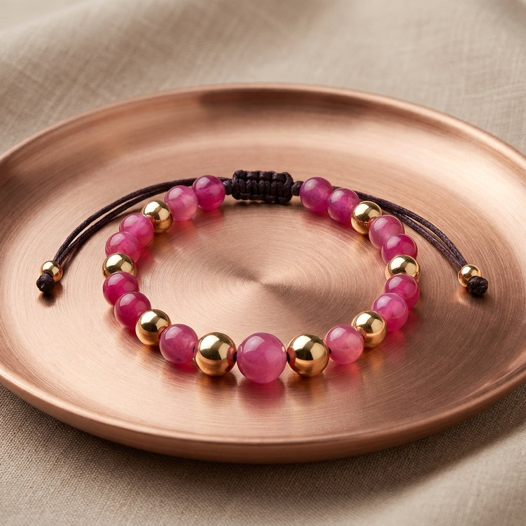 Pulsera Agatas Rosadas Balineria 6, 7 y 8mm