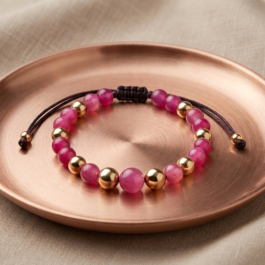 Pulsera Agatas Rosadas Balineria 6, 7 y 8mm