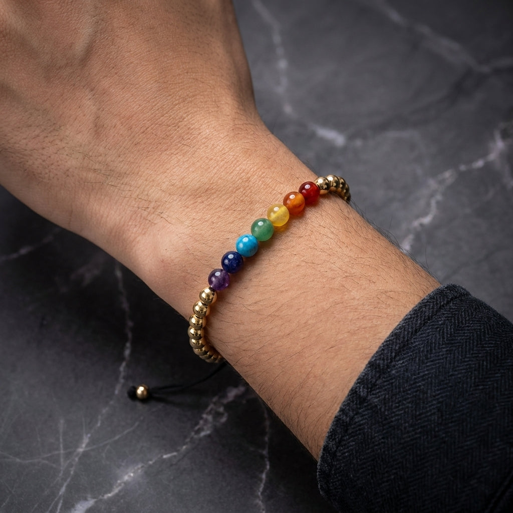 Pulsera 7 Chakras Oro Laminado 18K