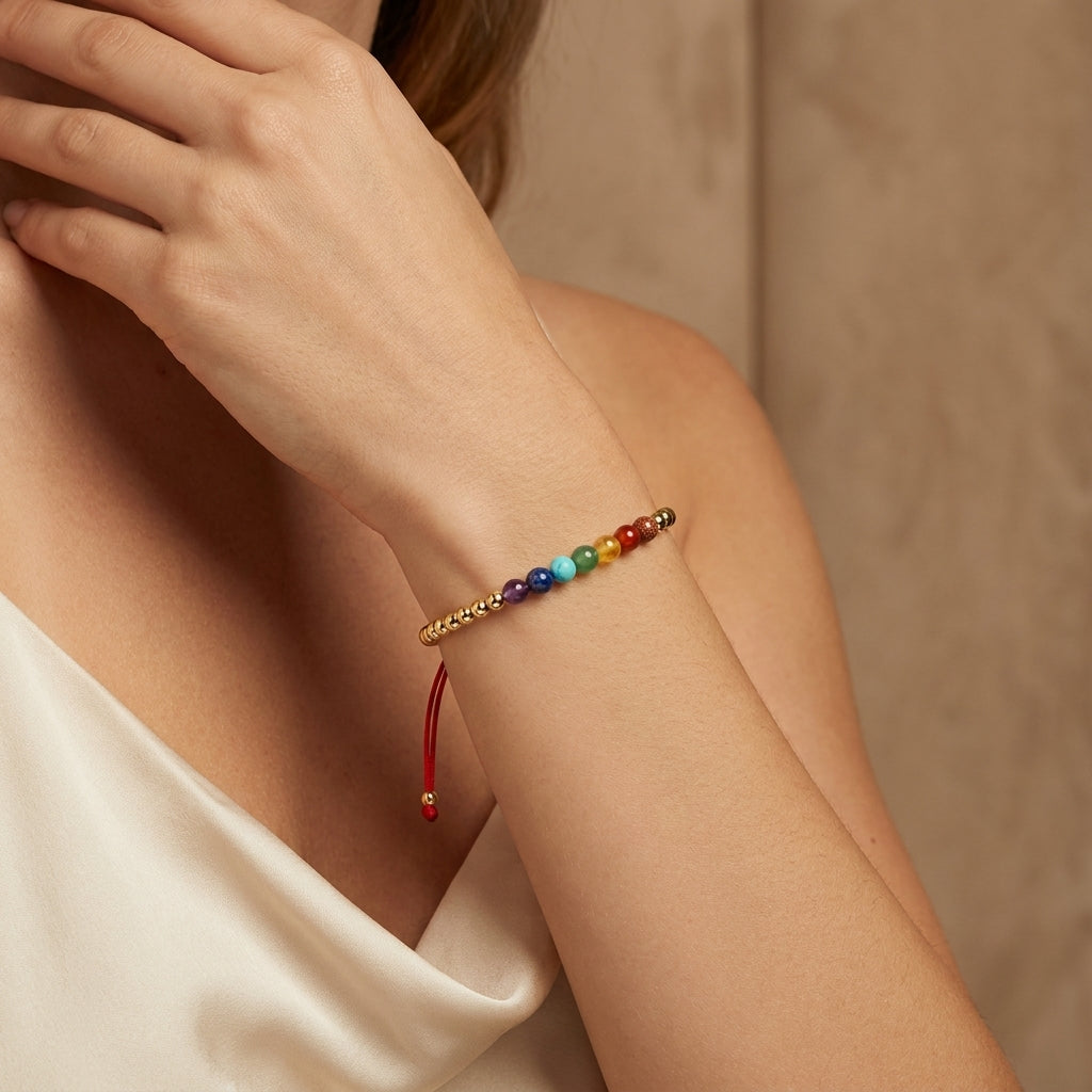 Pulsera 7 Chakras Oro Laminado 18K