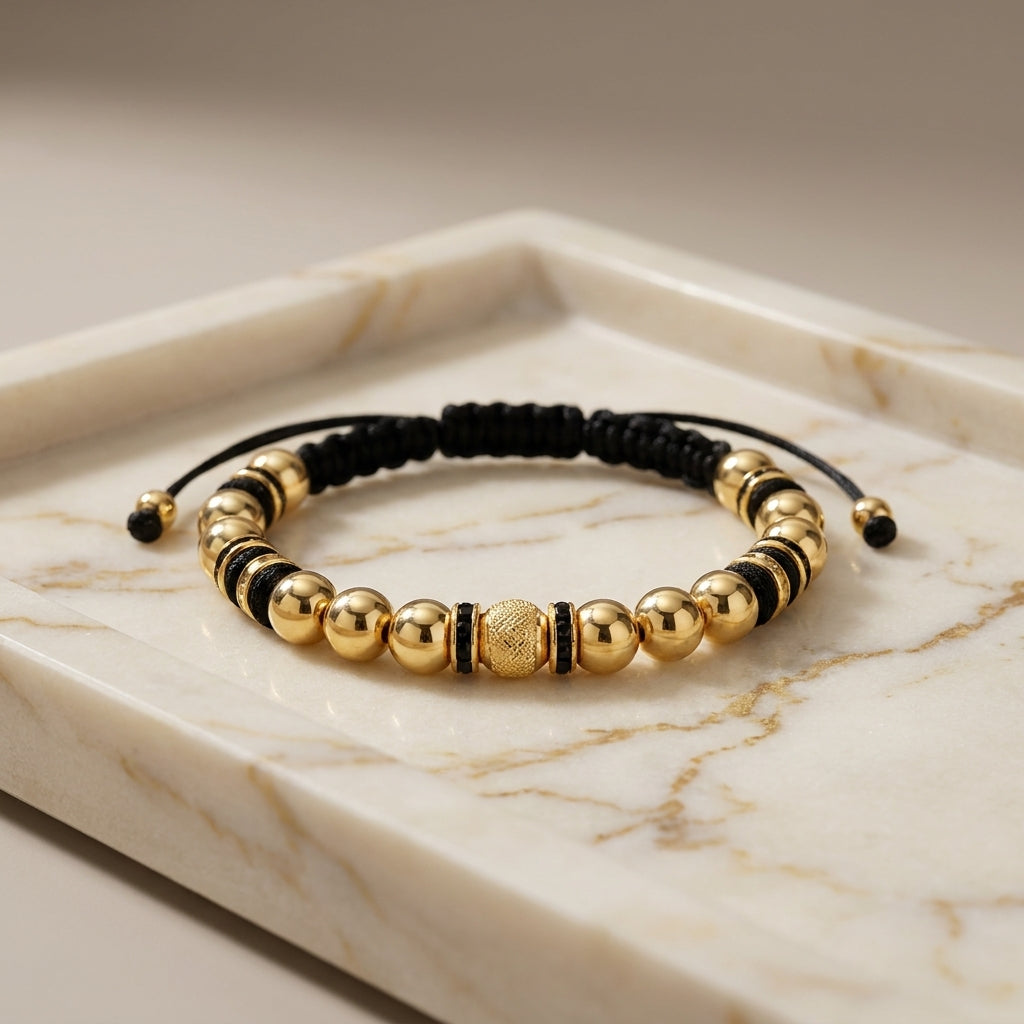 Pulsera Rondel Negro Balineria 6mm
