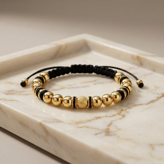 Pulsera Rondel Negro Balineria 6mm