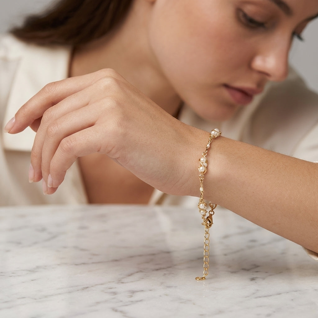 Pulsera Perla 16 Cms + Extensor