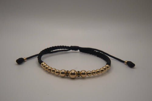 Pulsera Tejida Rondel Negro Balineria 4, 5 y 6 mm